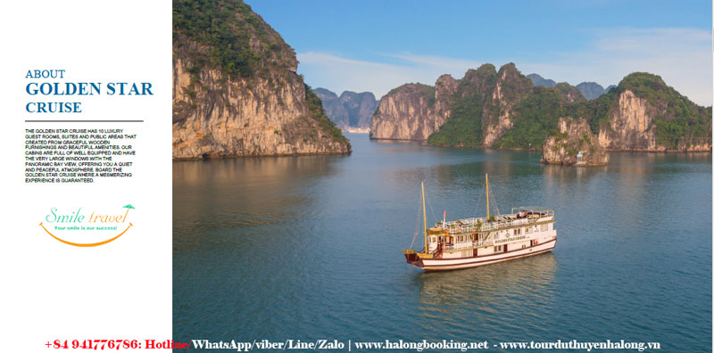 Halong Bay ရှိ Golden Star Cruise ခရီးစဉ် - အပြုံးခရီးသွား +84 941776786