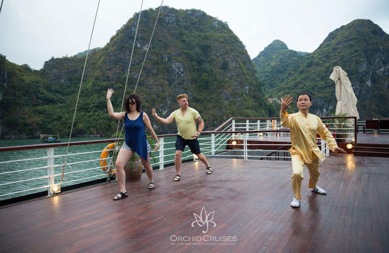 Do Tai Chi on Orchid Cruises Halong Bay- Lan Ha Bay Luxury Halong Cruises